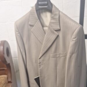 Stylish Beige Pinstripe Kids Suit Set